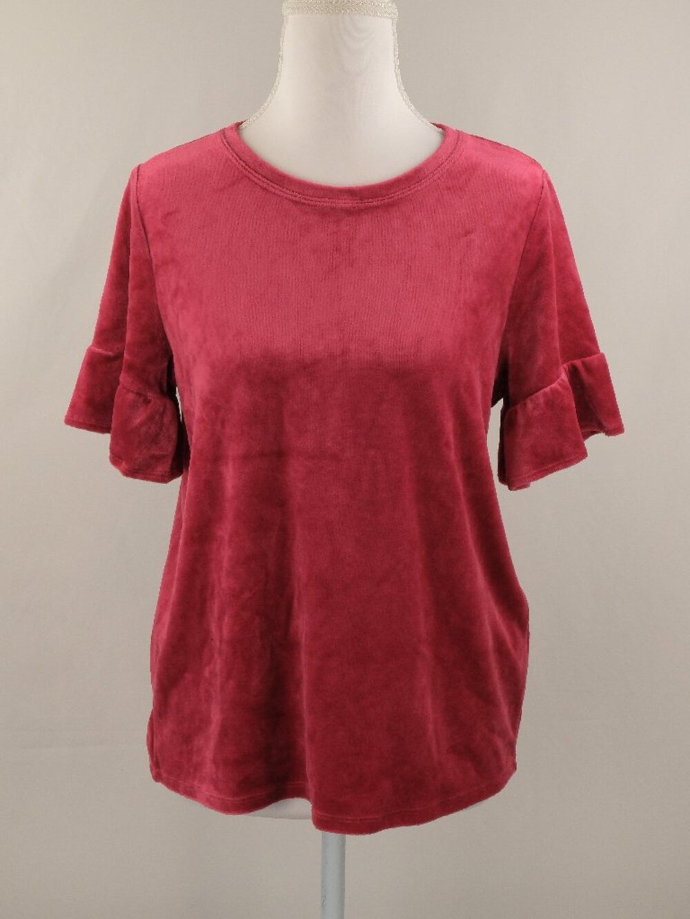 Abercrombie Kids Crushed Velvet Short Sleeve Top, Pink, 15/16 years